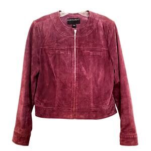 Bernardo Leather Jacket Amethyst Casual Crop Suede Long Sleeve - M